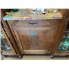 Image 2 : Vintage Oak Curio Display Cabinet with Leaded Glass 61in W x 22in D x 71 - Please Pick Up Last Day -