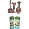Image 1 : Cut Glass Decanters, Vase & Deer Motif Tumblers