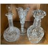 Image 4 : Cut Glass Decanters, Vase & Deer Motif Tumblers