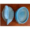 Image 3 : Assorted Blue Milk Glass Containers & Covered Swan Dish with Wood Lid Box