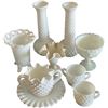 Image 1 : Collection of Milk Glass Vases, Candlesticks & Tableware