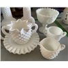 Image 3 : Collection of Milk Glass Vases, Candlesticks & Tableware