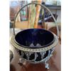Image 2 : Cobalt Glass Bowl in Ornate Silver Tone Stand