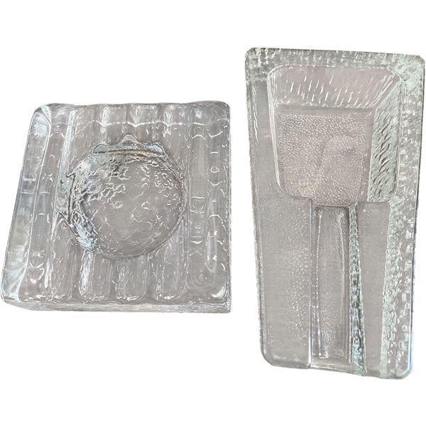 2 Vintage Glass Cigar Pipe Cigarette Ashtray Holders