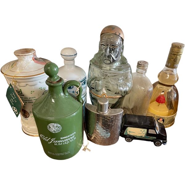 7 Assorted Vintage Bottles & Decanters Including Bols Ballerina Gold Liqueur