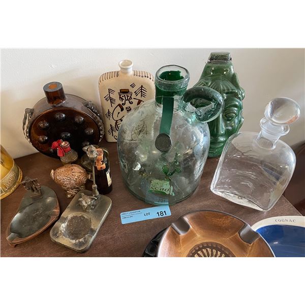 10 Vintage Barware & Decanters - Bottles, Ashtrays & Glassware
