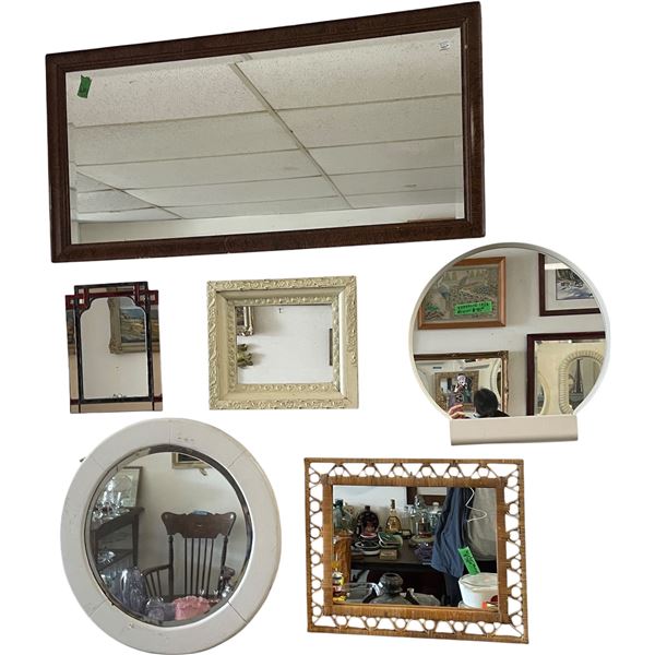 Group of 6 Assorted Wall Mirrors - Various Shapes & Size
