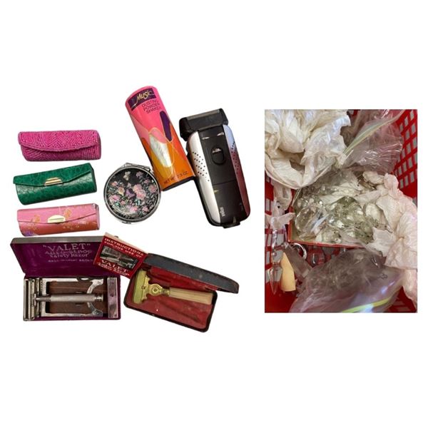 Vintage Valet and Schick Razor, Compact Lipstick Boxes, and Small Coin Purses