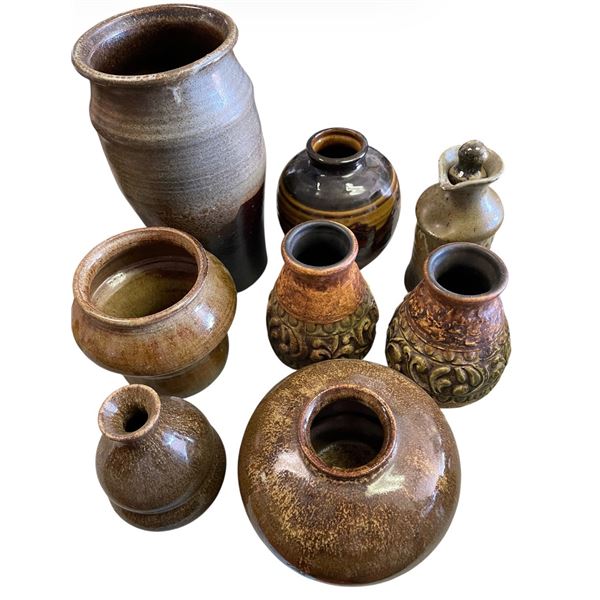 9-Pcs Earth-Toned Ceramic Vases & Pots