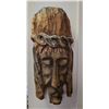 Image 2 : Carved Wooden Christ Face Mask (H16") and Tribal-Style High-Back Chair Panel (H41")