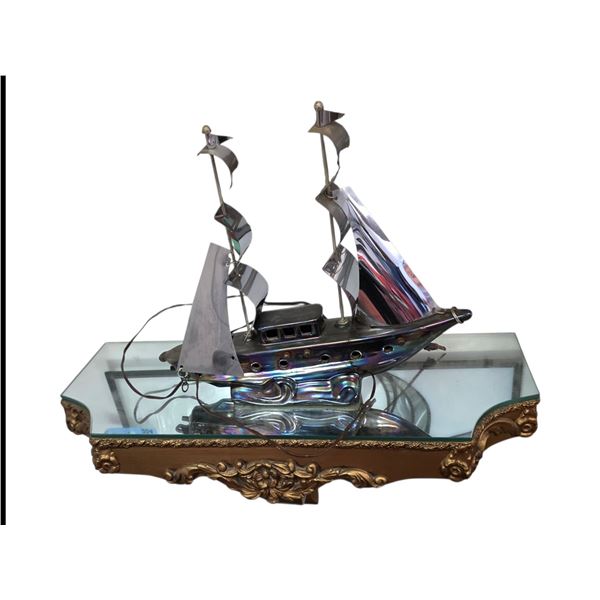 Metal Sailboat Lamp and Wall-Mounted Console Shelf