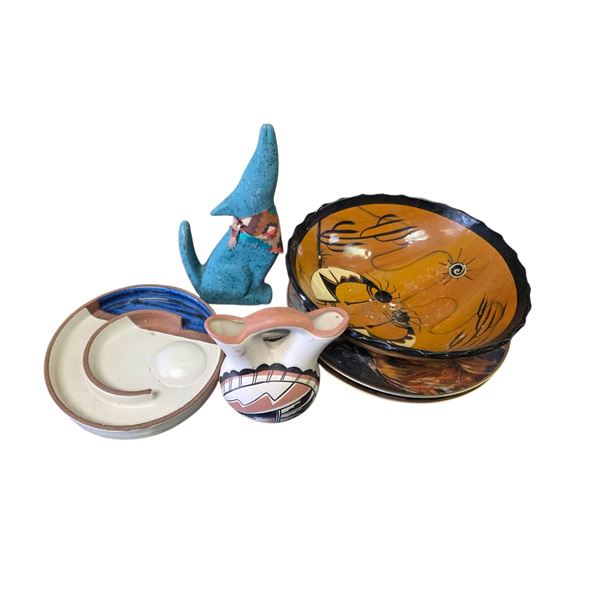 6 Assorted Plates and Vases Pottery Collection