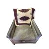 Image 1 : Gray Leather Armchair and Handwoven Throw, Chair Approx. H35" x W29" x D35"