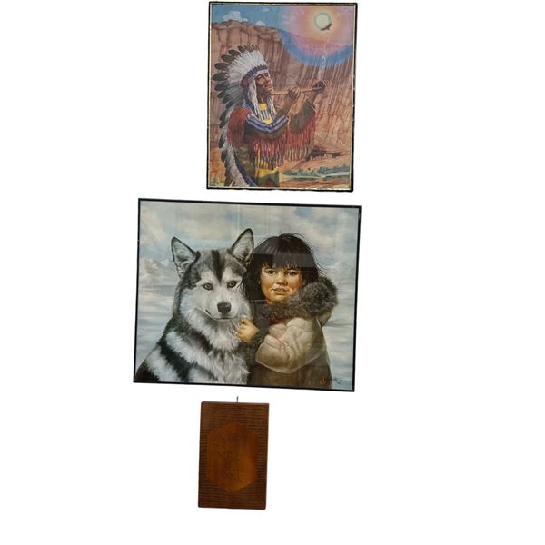 3-Pcs Native & Inuit Child Framed Art