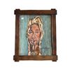 Image 2 : 3 Mixed Wall Art - Carved Wooden Plaque H23", Tribal Mask H18", and Portrait H23"