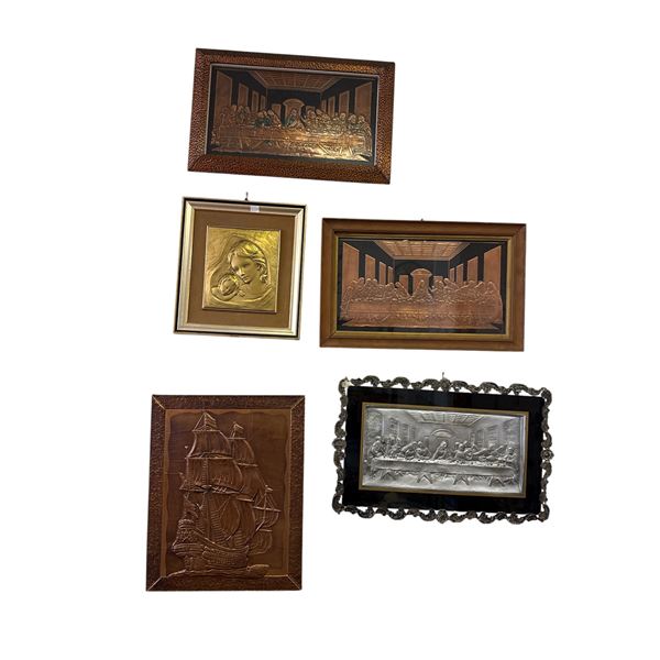 5 Framed Embossed Metal Plaques