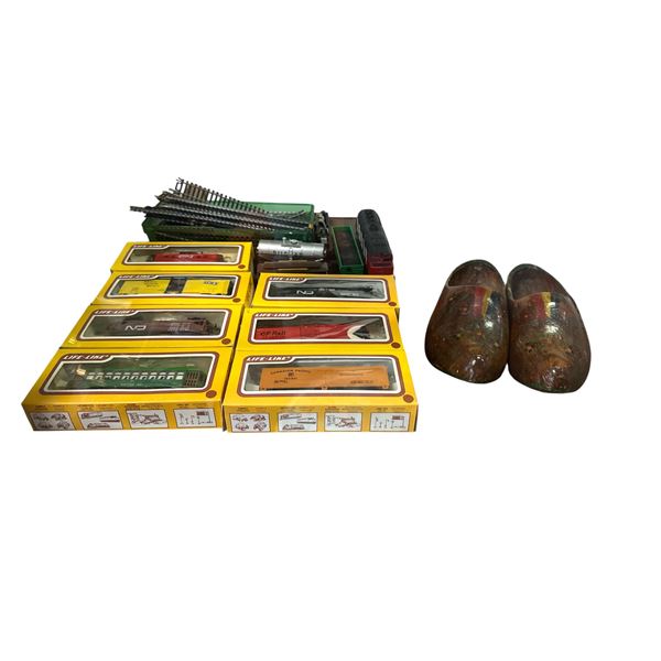 Life-Like N-Scale Model Trains & Tracks and Vintage Wooden Clogs