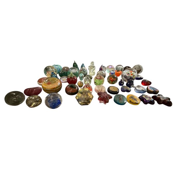 Large Group of 55-Pcs Glass Paper Weight
