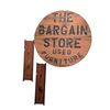 Image 1 : The Bargain Store Sign (Dia. 35") and 2 Cryptomeria Wall Hangings (H27" Each)