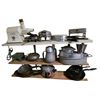 Image 1 : 3-Shelf of Assorted Kitchen Appliance - Champion Juicer, Waffle Iron, Hot Plate Pots/Pans,and More