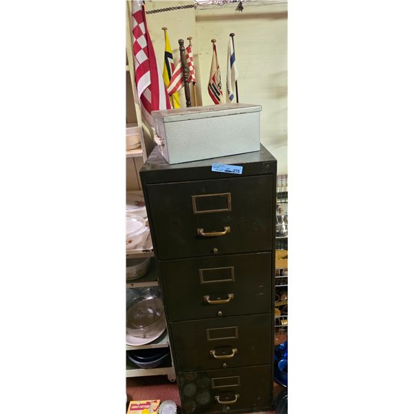 Metal filing cabinet with flags (no contents) remove photos with drawer contents