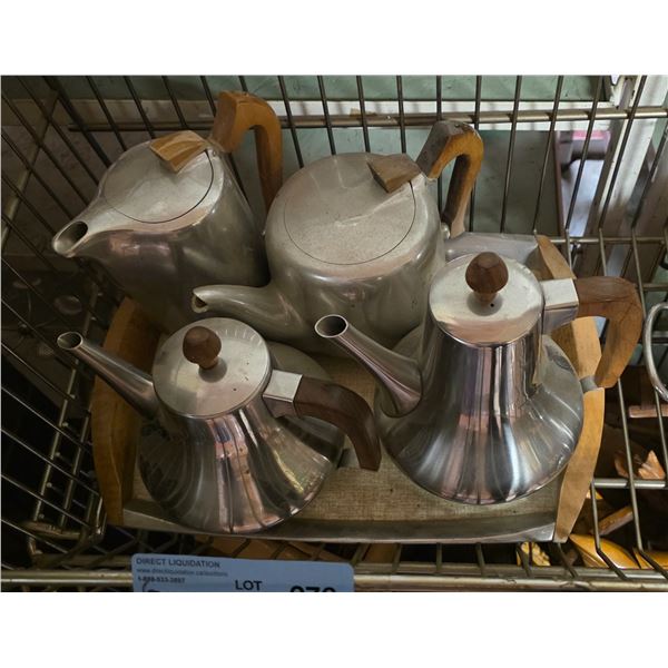 Danish mid century coffee and tea pitchers on platter