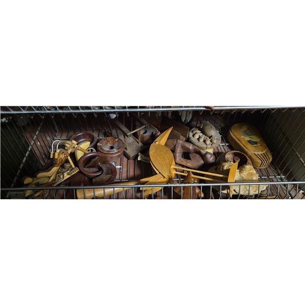 Assortment of Wooden Sculptures and Trinkets