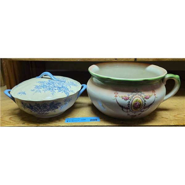 Antique french Creil and antique ceramic chamber pot