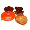 Image 1 : Glasbake Art Deco Orange Baking Casserole with 4 Matching Colored Glass Pieces