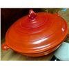 Image 5 : Glasbake Art Deco Orange Baking Casserole with 4 Matching Colored Glass Pieces