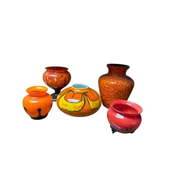 5 Pcs Vase collecrtion Includes Poole England Pottery and Assorted Styles