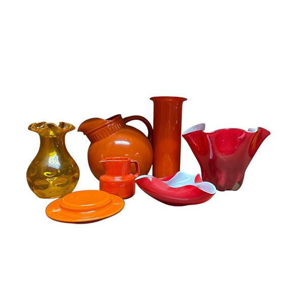 Vintage Anchor Hocking Ball Pictcher, and 6 Pcs Assorted Styles Glass Collection