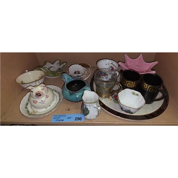 Assorted Group of Vintage Teacups, Bowl, Platter - Royal Albert, Paragon, and Other Brands