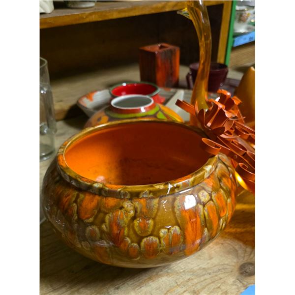 Misc. Pottery and ceramics. Orange and red