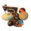 Image 3 : Misc Sports & Hardware Group - Dartboard, Basketball, Football, Box of Wooden Table Legs, and More