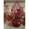 Image 3 : 8 Vintage Cranberry Glass Collection - Bud Vases, Ruffled Bowls & Sculptural Vase