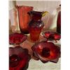 Image 2 : 10 Glass Art - Kanawha Amberina Red Eagle Pitcher, 2 Ruffled Rim Vase, Candleholders, and More