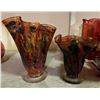 Image 3 : 10 Glass Art - Kanawha Amberina Red Eagle Pitcher, 2 Ruffled Rim Vase, Candleholders, and More