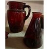 Image 4 : 10 Glass Art - Kanawha Amberina Red Eagle Pitcher, 2 Ruffled Rim Vase, Candleholders, and More