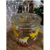 Image 2 : 1940s Anchor Hocking Cookie Jar and Vintage Pin Striped Glass Liquor Decanter