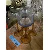 Image 2 : 8 Amber-Stem Glasses and 4 Wine Glasses