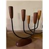 Image 2 : 5 Mid-Century Wooden & Iron Candle Holders