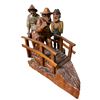 Image 1 : Hand-Carved Folk Art Wooden Figure Group on Bridge Base