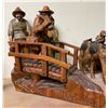 Image 2 : Hand-Carved Folk Art Wooden Figure Group on Bridge Base