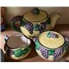 Image 3 : Lot of Vintage Kitchen Ceramics - Grape Motif Tea Set, Mid-Century Salt & Pepper Shakers, Glass Shak