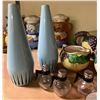Image 4 : Lot of Vintage Kitchen Ceramics - Grape Motif Tea Set, Mid-Century Salt & Pepper Shakers, Glass Shak