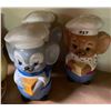 Image 2 : Lot of Vintage Salt & Pepper Shaker Sets - Chef Mouse Novelty, Blue Pottery Cruet Set & Yellow Ceram