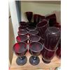 Image 4 : Large Lot of Vintage Ruby Red Glass - Pitcher, Glasses & Assorted Barware