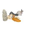 Image 2 : Lot of 7 Vintage Stone, Resin & Ceramic Sculptures - Abstract Figures, Praying Hands, Shaggy Sheep,