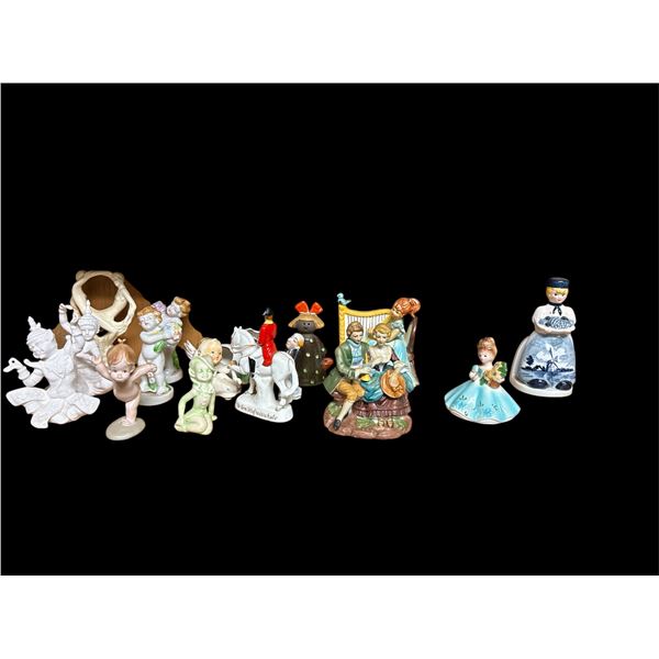 Large Lot of Vintage Porcelain Figurines - Cherubs, Children, Dancers, Harpist, Victorian Groups & W